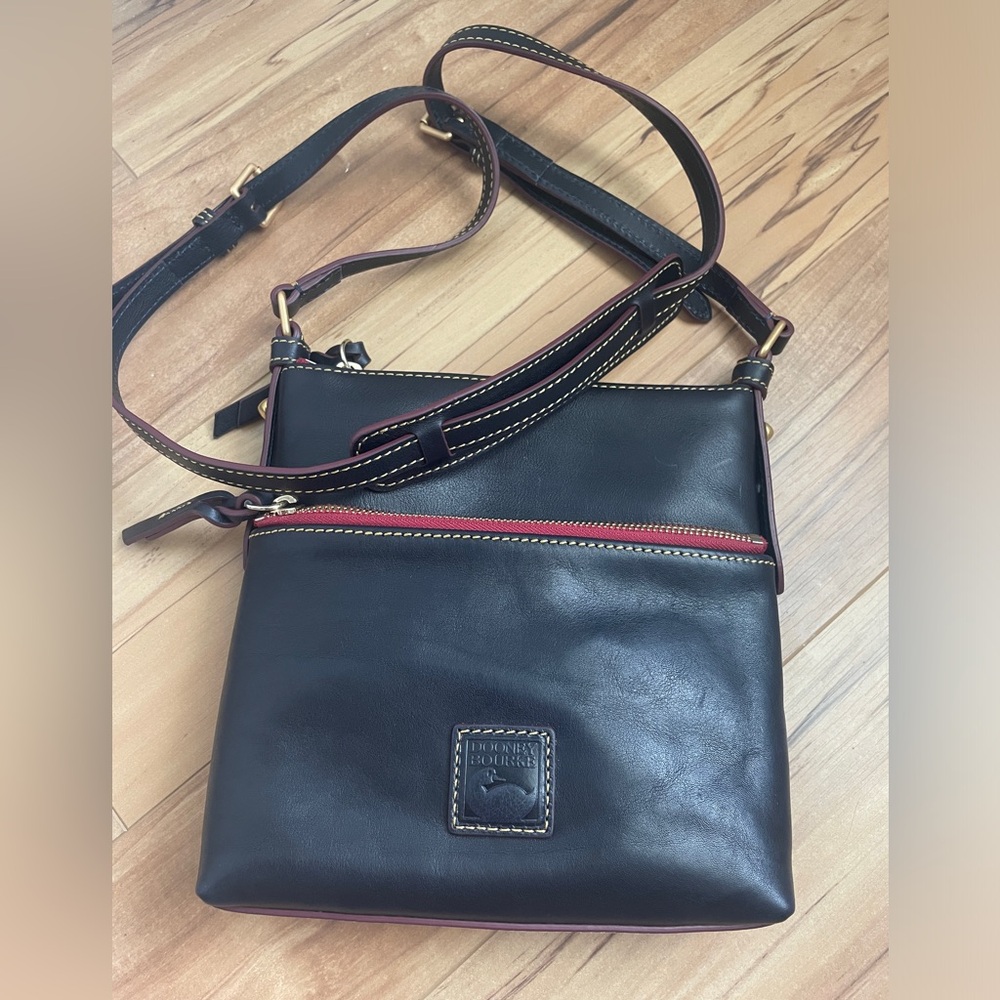 Dooney & Bourke Florentine Leather Letter Carrier in Navy